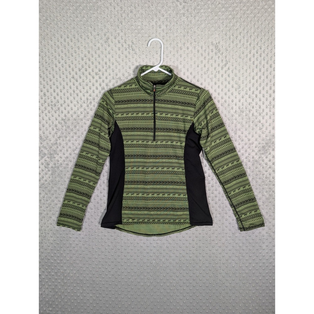 Kerrits 1/4 Zip Pullover Women's Small Green Equestrian Geometric Riding USA
